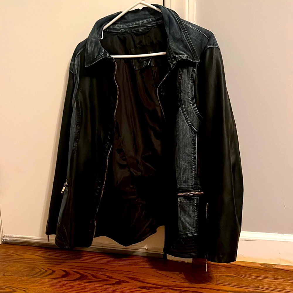 Leather jean jacket